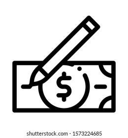 Drawing Fake Banknotes Icon Vector. Outline Drawing Fake Banknotes Sign. Isolated Contour Symbol Illustration