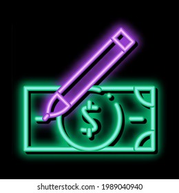 Drawing Fake Banknotes neon light sign vector. Glowing bright icon Drawing Fake Banknotes sign. transparent symbol illustration