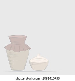 Drawing of a farm milk jug with cream or ice cream