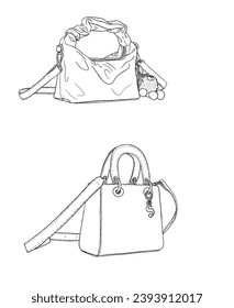 Drawing fashion handbags artwork art line colorful shoes illustration painting board