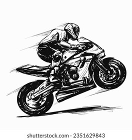 Drawing of Fast Wheelie Motorbike racing 