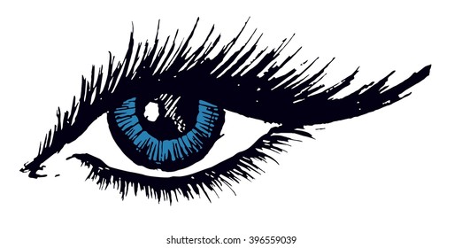Drawing of female eye. 