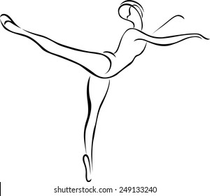 Drawing female figure. Classical dance .