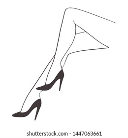 drawing of female legs, outlines, vector