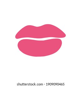 dibujo de labios femeninos, vector de garabato dibujado a mano aislado sobre un fondo blanco. Diseñando postales para el Día de San Valentín
