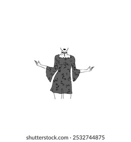 drawing of a female wearing a goth mini dress