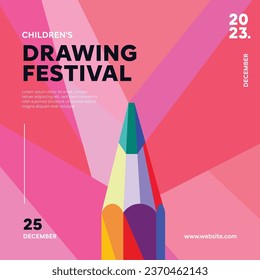 Drawing festival poster design template