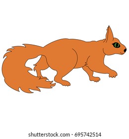 Drawing of a fiery squirrel with a fluffy tail