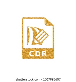 Drawing file format icon in gold glitter texture. Sparkle luxury style vector illustration.