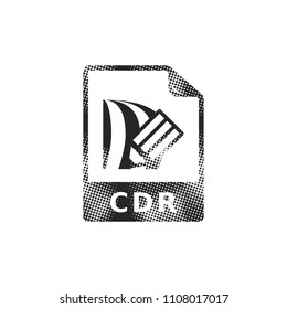 Drawing file format icon in halftone style. Black and white monochrome vector illustration.