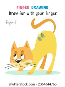 Drawing fingerprints for children. Educational game for preschool children. Activity of kids. Cartoon characters. Vector illustration. Game with funny animals. 