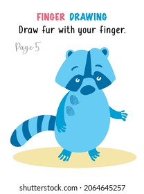 Drawing fingerprints for children. Educational game for preschool children. Activity of kids. Cartoon characters. Vector illustration. Game with funny animals. 