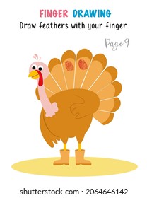 Drawing fingerprints for children. Educational game for preschool children. Activity of kids. Cartoon characters. Vector illustration. Game with funny animals. 