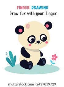 Drawing fingerprints for children. Educational game for preschool children. Activity of kids. Cartoon characters. Vector illustration. Game with funny animals.