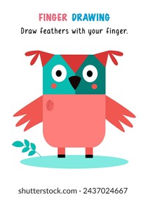 Drawing fingerprints for children. Educational game for preschool children. Activity of kids. Cartoon characters. Vector illustration. Game with funny animals.