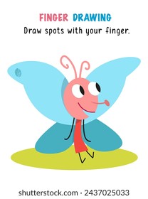 Drawing fingerprints for children. Educational game for preschool children. Activity of kids. Cartoon characters. Vector illustration. Game with funny animals.