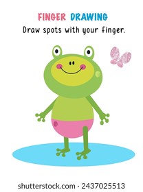 Drawing fingerprints for children. Educational game for preschool children. Activity of kids. Cartoon characters. Vector illustration. Game with funny animals.