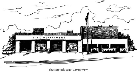 Drawing of the Fire Department Building