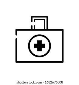Drawing First Aid Kit icon on white background .Vector illustration.