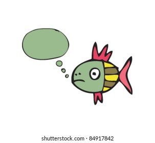 drawing of a fish with a speech bubble
