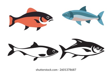 A drawing of a fish that has a blue line on it
