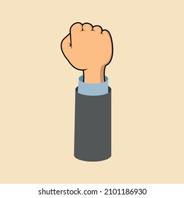 Drawing of fist raised upwards. vector