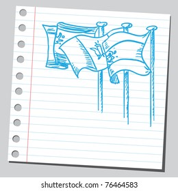 Dibujo de banderas en mástiles