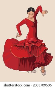 Drawing Flamenco dancers, classic dance, art.illustration, vector