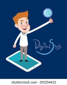 Drawing flat character design business e learning concept ,vector illustration