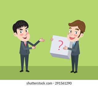 Drawing flat character design solving concept