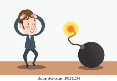 Drawing flat character design stress concept 