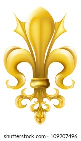 Drawing of fleur-de-lis design motif, a stylized lily or iris.
