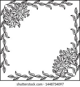 Drawing floral with black and white, unique decoration for various card. Vector
