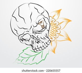 drawing floral skull
