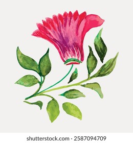 Drawing flower, Albert Eyth’s artwork illustration isolated on white, vector. 