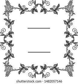 Drawing of flower frame beautiful, for poster or banner. Vector
