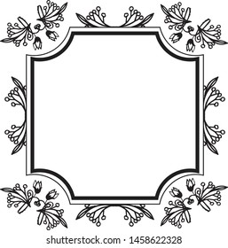 Drawing flower frame and vintage frame, for pattern elegant cards. Vector