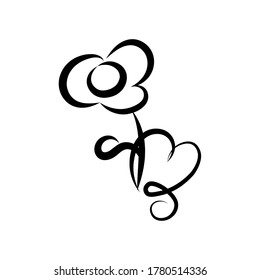 Dibujo de una flor y un corazón. Dibujo para el logo. Tema: belleza, cosméticos, salón de belleza