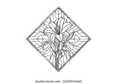 drawing of flower illustration in stained glass style