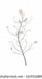 Drawing of a flower with lines in light colors on a notebook sheet in vintage style