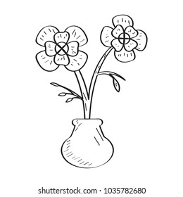 Drawing of a flower. Retro style