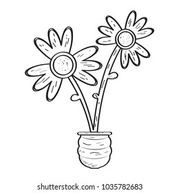 Drawing of a flower. Retro style
