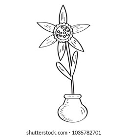 Drawing of a flower. Retro style