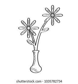 Drawing of a flower. Retro style