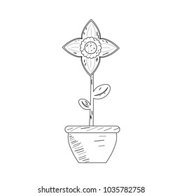 Drawing of a flower. Retro style