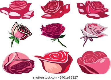 drawing flower as rose several and wih leaf
