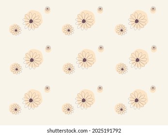 drawing flowers in big and small size earth tone yellow background