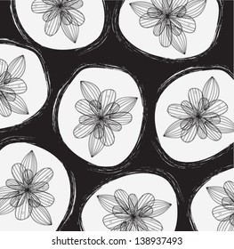 drawing flowers over black background vector illustration