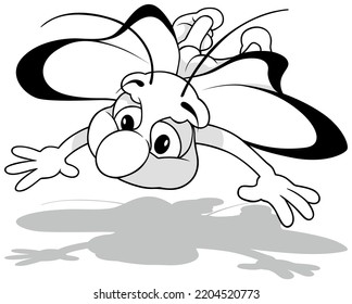 Drawing Flying Butterfly from Top View    Cartoon Illustration Isolated White Background  Vector