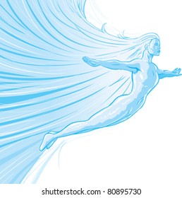 Drawing of a flying ice princess